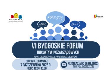 Bydgoszcz: Forum Inicjatyw Pozarządowych. Zgłoszenia ngo’sów do 30 września